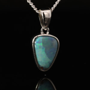 Sterling Silver Blue Green Boulder Opal Pendant