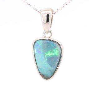 Sterling Silver Blue Green Boulder Opal Pendant