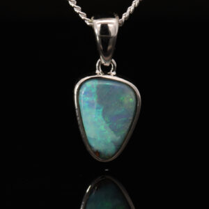 Sterling Silver Blue Green Boulder Opal Pendant