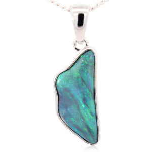 Sterling Silver Blue Green Black Opal Pendant