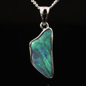 Sterling Silver Blue Green Black Opal Pendant