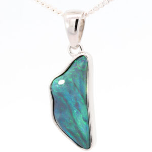 Sterling Silver Blue Green Black Opal Pendant