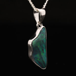 Sterling Silver Blue Green Black Opal Pendant