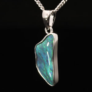 Sterling Silver Blue Green Black Opal Pendant