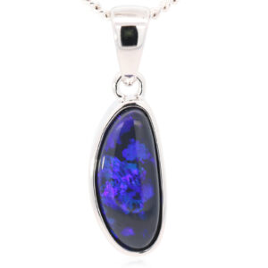 Sterling Silver Blue Purple Black Opal Pendant