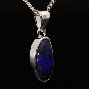 Sterling Silver Blue Purple Black Opal Pendant