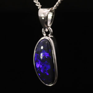 Sterling Silver Blue Purple Black Opal Pendant