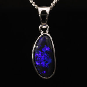 Sterling Silver Blue Purple Black Opal Pendant