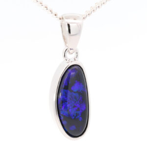 Sterling Silver Blue Purple Black Opal Pendant