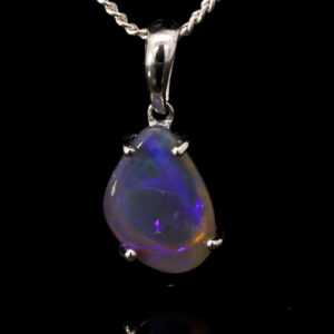 Sterling Silver Blue Purple Black Opal Pendant