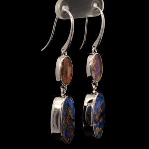 Sterling Silver Blue Purple Solid Australian Boulder Opal Earrings