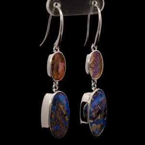 Sterling Silver Blue Purple Solid Australian Boulder Opal Earrings