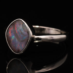 Sterling Silver Blue Green Purple Red Boulder Opal Ring