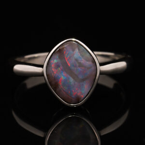 Sterling Silver Blue Green Purple Red Boulder Opal Ring