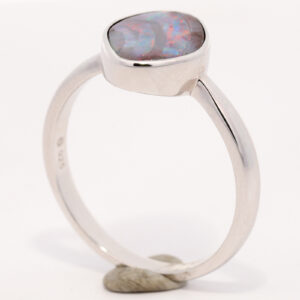 Sterling Silver Blue Green Purple Red Solid Australian Boulder Opal Ring