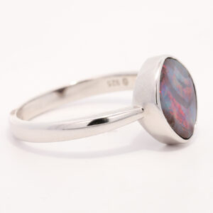 Sterling Silver Blue Green Purple Red Solid Australian Boulder Opal Ring