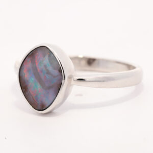 Sterling Silver Blue Green Purple Red Boulder Opal Ring