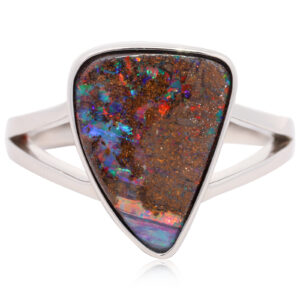 Sterling Silver Blue Green Yellow Orange Red Purple Boulder Opal Ring