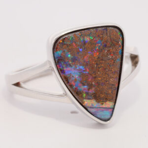 Sterling Silver Blue Green Yellow Orange Red Purple Boulder Opal Ring