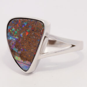 Sterling Silver Blue Green Yellow Orange Red Purple Boulder Opal Ring