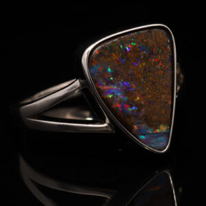 Sterling Silver Blue Green Yellow Orange Red Purple Boulder Opal Ring