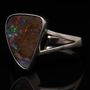 Sterling Silver Blue Green Yellow Orange Red Purple Boulder Opal Ring