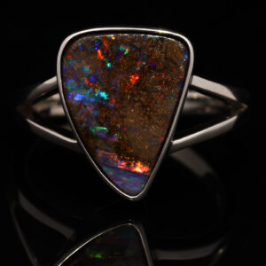 Sterling Silver Blue Green Yellow Orange Red Purple Boulder Opal Ring