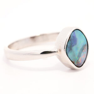 Sterling Silver Blue Green Orange Purple Boulder Opal Ring