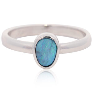 Sterling Silver Blue Green Boulder Opal Ring