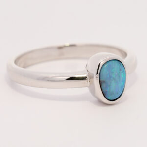 Sterling Silver Blue Green Boulder Opal Ring