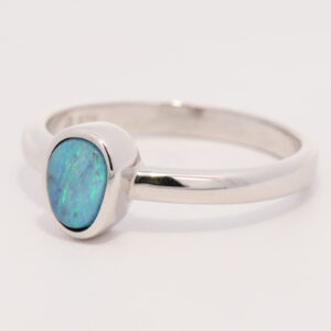 Sterling Silver Blue Green Boulder Opal Ring