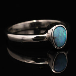 Sterling Silver Blue Green Boulder Opal Ring