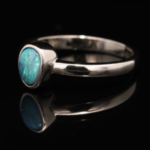 Sterling Silver Blue Green Boulder Opal Ring