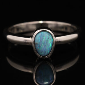 Sterling Silver Blue Green Boulder Opal Ring