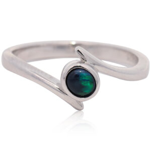 Sterling Silver Blue Green Black Opal Ring