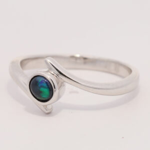 Sterling Silver Blue Green Black Opal Ring