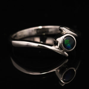 Sterling Silver Blue Green Black Opal Ring