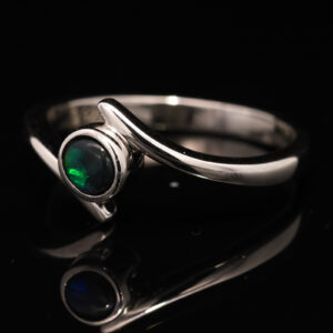 Sterling Silver Blue Green Black Opal Ring