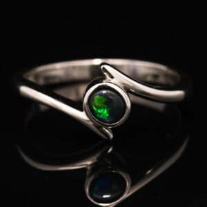 Sterling Silver Blue Green Black Opal Ring