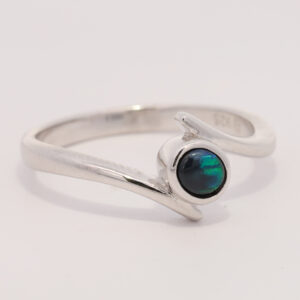 Sterling Silver Blue Green Black Opal Ring