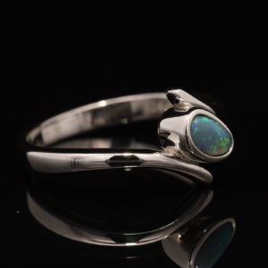 Sterling Silver Blue Green Black Opal Ring