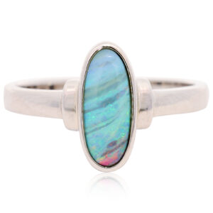 Sterling Silver Blue Green Orange Red Solid Australian Boulder Opal Ring