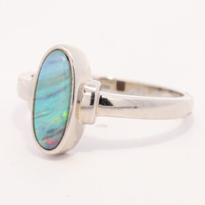 Sterling Silver Blue Green Orange Red Boulder Opal Ring