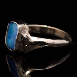 Sterling Silver Blue Green Solid Australian Boulder Opal Ring