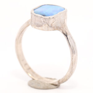 Sterling Silver Blue Green Solid Australian Boulder Opal Ring