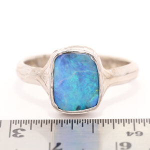 Sterling Silver Blue Green Solid Australian Boulder Opal Ring