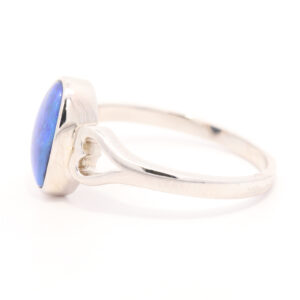 Sterling Silver Blue Purple Solid Australian Black Opal Ring