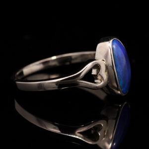 Sterling Silver Blue Purple Solid Australian Black Opal Ring