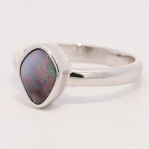 Sterling Silver Blue Green Orange Pink Boulder Opal Ring