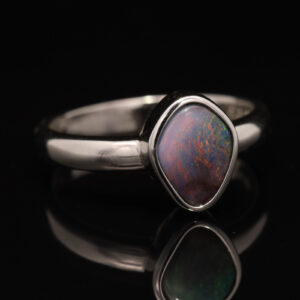 Sterling Silver Blue Green Orange Pink Boulder Opal Ring